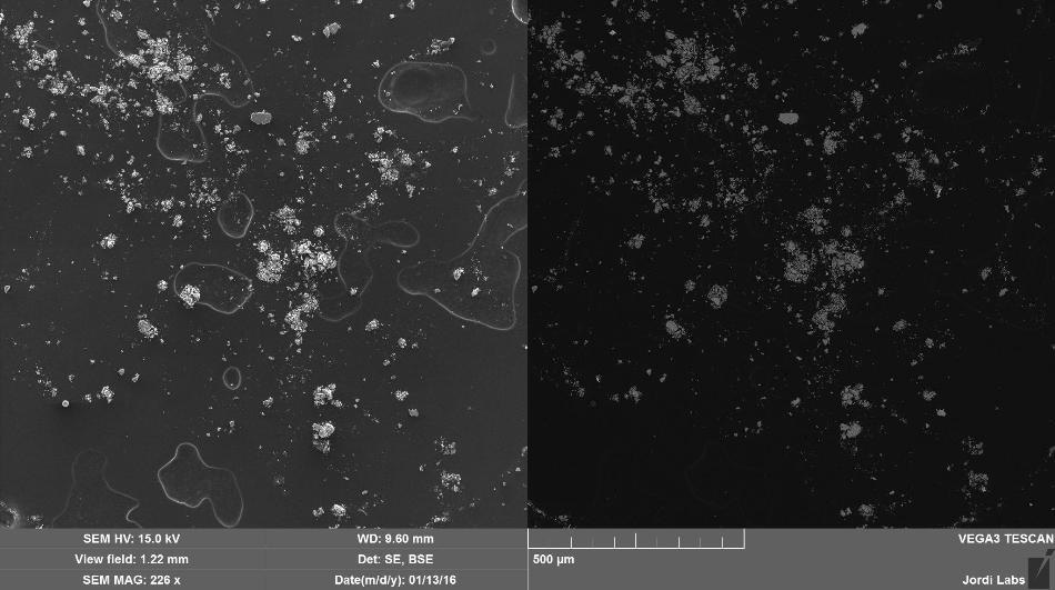 SEM SE and BSE images of Brown Residue.