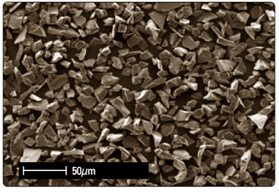 SEM image of sharp shaped grains.