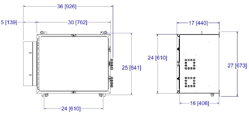 12 channel NIR-O General Purpose (GP) enclosure shown. Dimensions will vary depending upon purge packages.