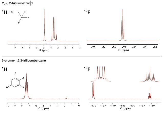 Example of Proton and fluorine NMR on the same sample