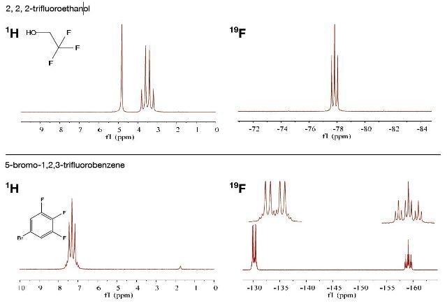 Example of Proton and fluorine NMR on the same sample