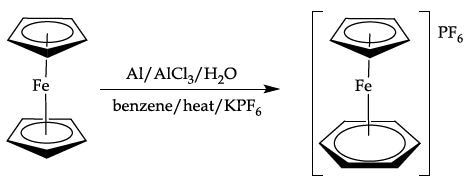 Ligand exchange of ferrocene with benzene