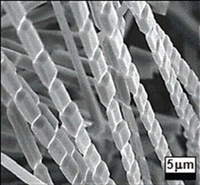 ZnO microfibers with periodic junctions with 6.2 µm spacing.