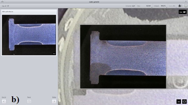 Approaching the position, taking the micrograph followed by object recognition for facilitated measurement.