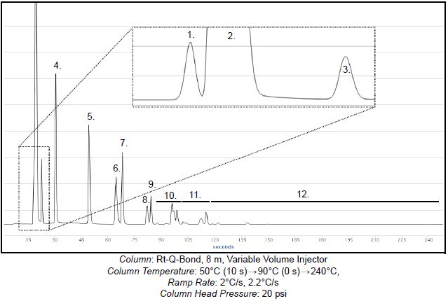 Chromatogram of the natural gas calibration standard-temperature programmed