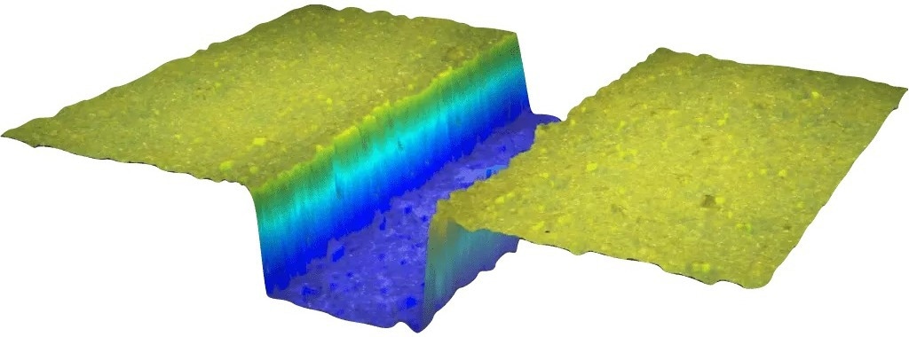 3D measurement of a new pad groove.