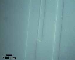 High purity, defect-free, polycrystalline silicon viewed with Nomarski DIC (etched with 100mL water, 75g NaOH)