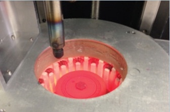 Hardness and wear testing can be conducted on the same sample. Shown: UMT 1000°C rotary chamber.