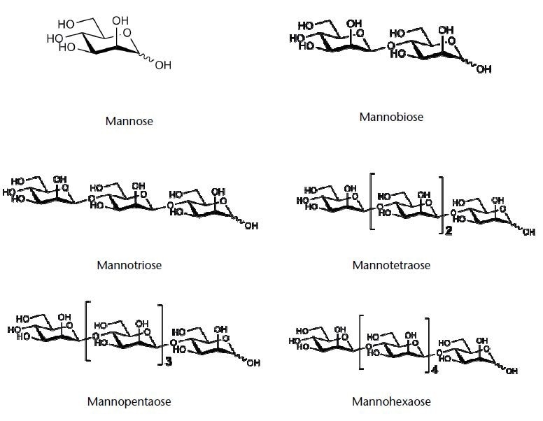 Chemical structures of the tested saccharides (structures kindly provided by company Megazyme)
