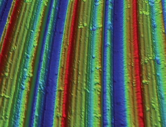 Vertical milled surface measured on a 3D optical profiler.