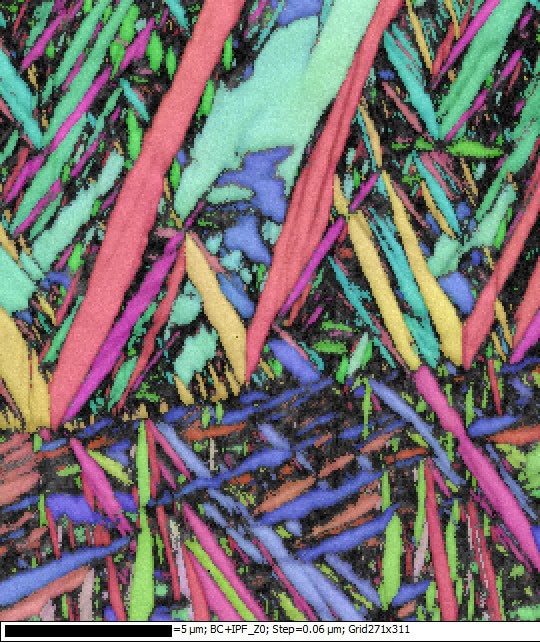 2D EBSD orientation map of the Ti64 microstructure.