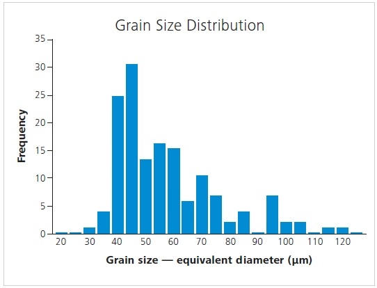 grain size distribution in the aluminum foil sample