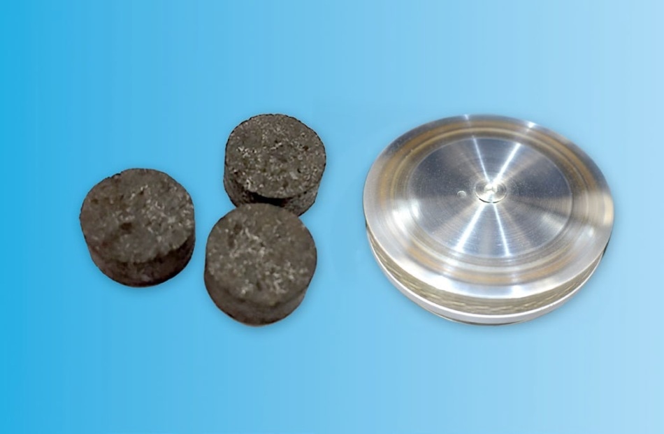 Samples that simulate the brake pad (with smaller coupons) and rotor for testing with the TriboLab Brake Material Screening Tester