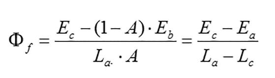 Quantum yield (Ff) equation from measurement using an integration sphere.