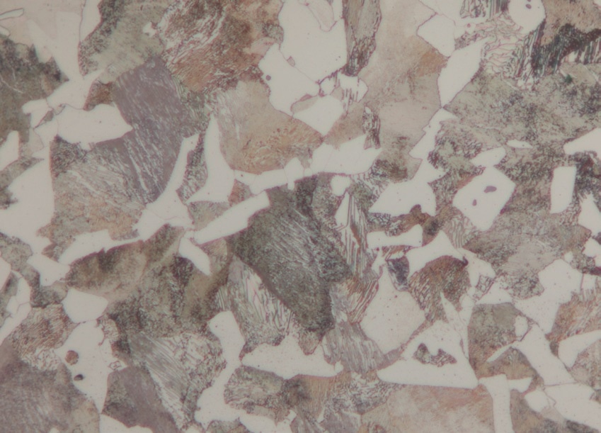 Ferrite-Pearlite, etched with 3% Nital, brightfield 20x