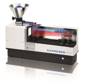 CAMSIZER P4. The zoom camera (blue) and basic camera (red) analyze the sample simultaneously.