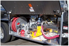 Static grounding reel mounted to truck