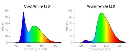 Spectra of several “white” light sources measured using a spectroradiometer. Image credit: Admesy.