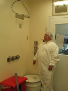 Long time Sales Representative and Partner, Greg Gargus of Prochem Scientific, inspecting the installation of a G-SST probe during commissioning at NIH building in Maryland, USA.