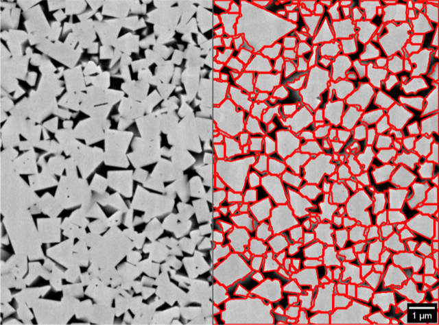 “Connecting-the-dots” for automated tungsten carbide grain boundary recognition under SEM.