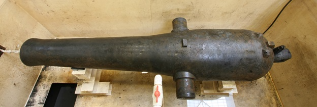 One of USS Monitor’s two, XI-Inch Dahlgren Shell Guns. Approximately 1cm of the outer surface has been converted to fragile graphite by corrosion and must be consolidated to preserve it. MNMS.2002.001.0469A, Port Dahlgren. Image courtesy of The Mariners’ Museum and Park.