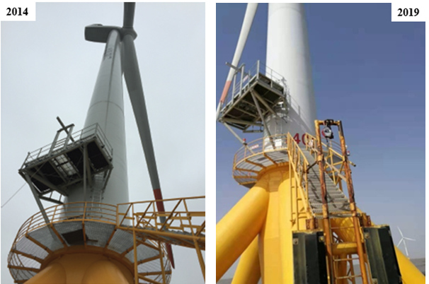 The graphene anti-corrosion coating system used in the wind turbine in 2014 to 2019.