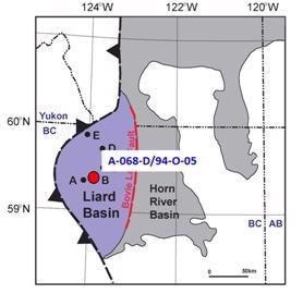 Location of A-068-D/94-O-05 core sample.