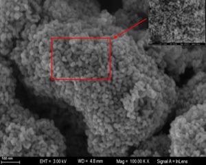 SEM zoom out image of titanium dioxide powder.