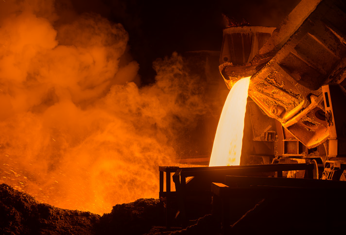 Refractories are used to contain the molten steel.
