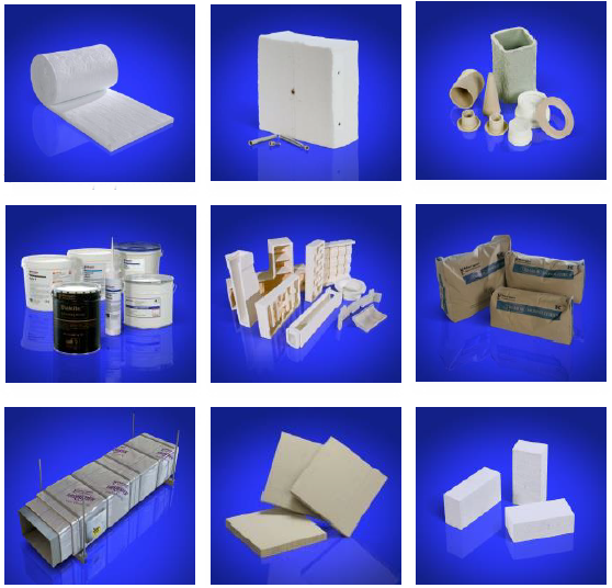 Variety of materials used in furnace rebuilds and process equipment.