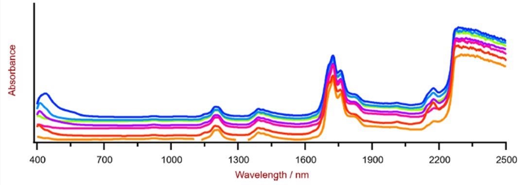 Diesel spectra resulting from the interaction of NIR light with the respective samples.