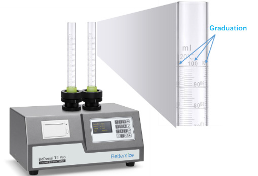 The BeDensi T2 Pro with the easy-to-read graduated cylinders
