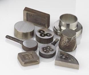 Iron and steel samples.