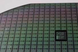 Image of Silicon Wafer with Etched Circuitry.