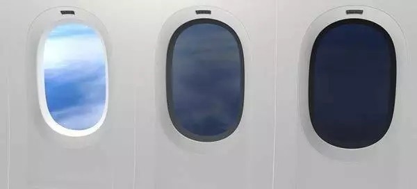 Electrochromic glass from Gentex is used in the Boeing 777 to block sunlight and heat, allowing passengers to selectively dim their windows