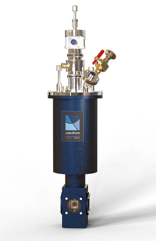 A Lake Shore cryostat, the VNF-100 liquid nitrogen model that offers 65 K to 325 K operating temperatures.