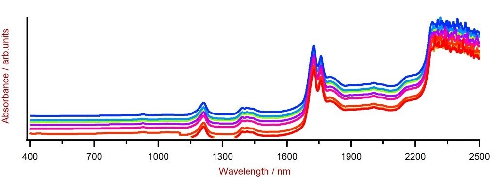 Palm oil spectra resulting from the interaction of NIR light with the respective samples