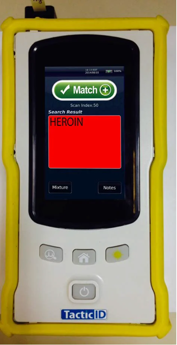 Heroin identification results on TacticID®.