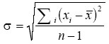 First Standard Deviation Equation