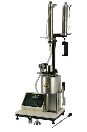 Model MP600 shown with lowered weight platform and pneumatic purge and pneumatic cleaning pistons for simplified rapid testing and cleaning.