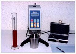 A viscometer is used to measure the flowability of an adhesive.