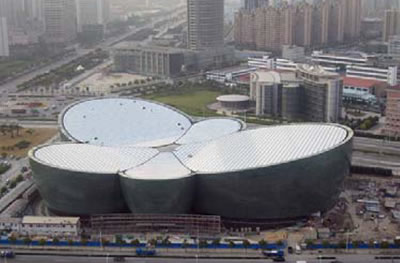 The Shanghai Oriental Arts Center resembles the petals of a butterfly orchid in bloom.