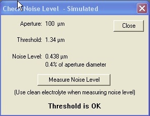 Screenshot of the “Check Noise Level”command. After selecting “Measure Noise Level”, the results should match or exceed the recommendations in Table 1.