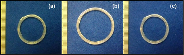 EVA retractable stent. (a) Original shape; (b) after programming; (c) after shape recovery.