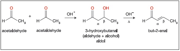 Aldol self-condensation of acetaldehyde