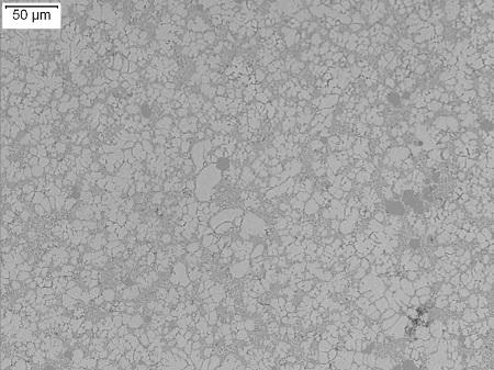 Optical micrograph (as-polished) of aluminum diecast sample microstructure. Original Magnification = 200X
