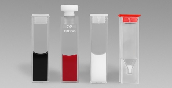 Acrylic glass, glass, solvent-resistant and micro cuvette.