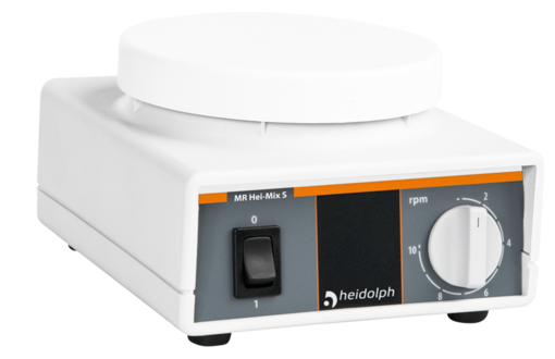 Hei-Mix S—this model is meant for gentle stirring in microbiology and biology applications, and does not include a heating function.