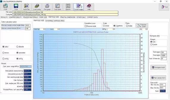 Evaluating Particle size with the PoreInspect software.