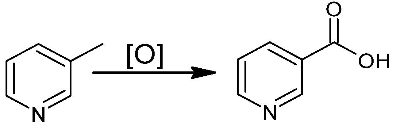 Oxidation of 3-picoline in the liquid phase.